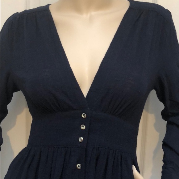 NAVY BUTTON DOWN DRESS - Picture 6 of 8